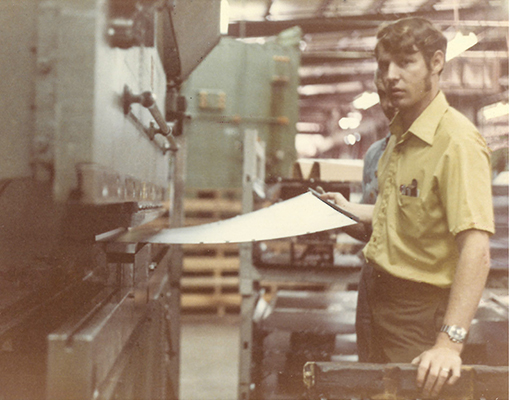 A Williams employee working the fabrication line in the 1970s