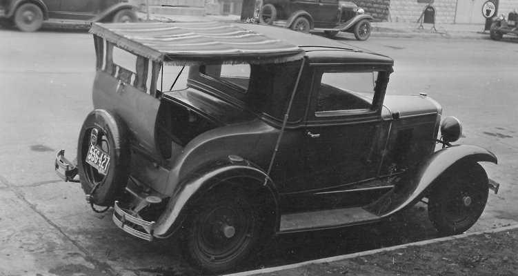 A rumble seat canopy, one of the original H.E. Williams inventions