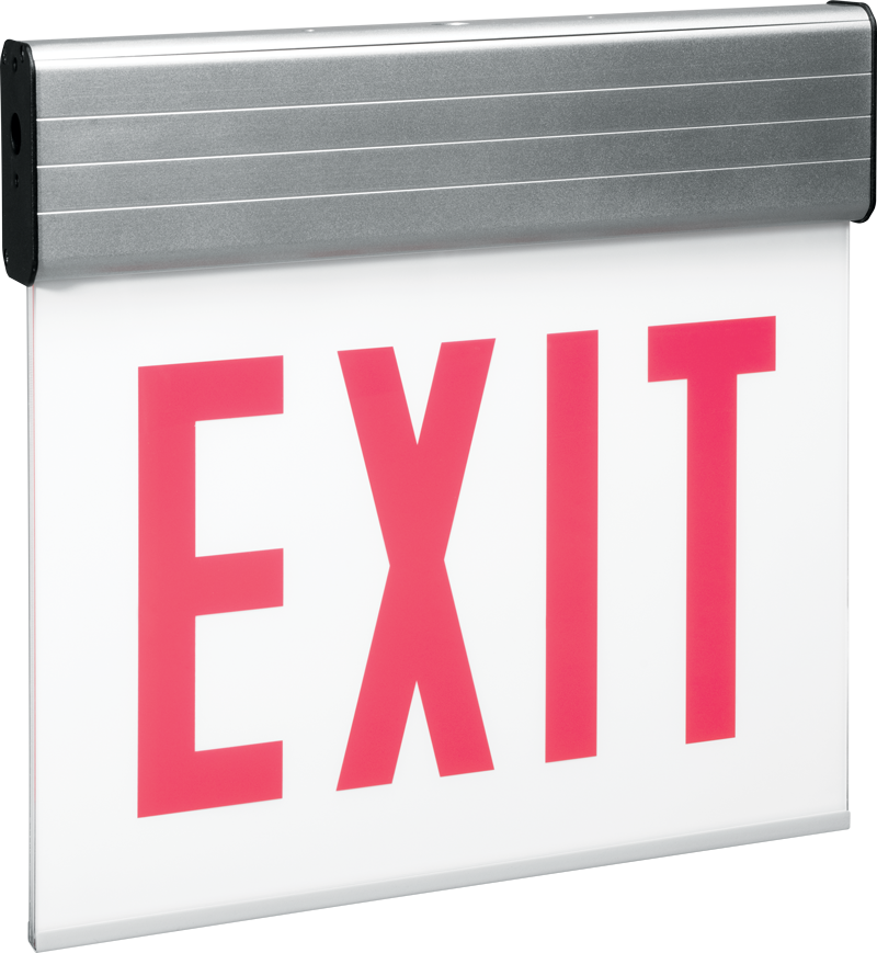 EXIT/EL/CHICAGO: With a sleek profile and energy-efficient LEDs, this edgelit exit and emergency light fits into any modern application.