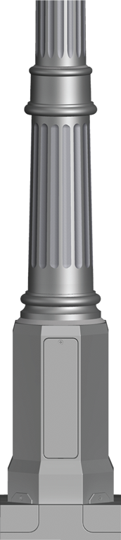 HWLF: Series HWLF is available in 8’ to 14’ pole heights including a cast aluminum structural base with a choice of straight or tapered 16-flat fluted round shafts. The pole is designed to accommodate up to two fixtures on a pole top assembly with a maximum 36” O.C. fixture span.