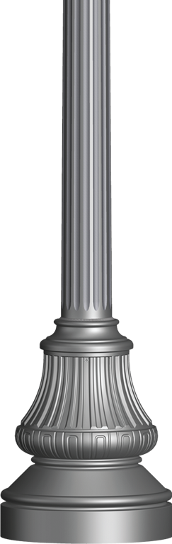 HWNF: Series HWNF is available in 8’ to 18’ pole heights including a cast aluminum structural base with a choice of straight or tapered fluted round shafts. The pole is designed to accommodate up to two fixtures on a pole top assembly with a maximum 36” O.C. fixture span.